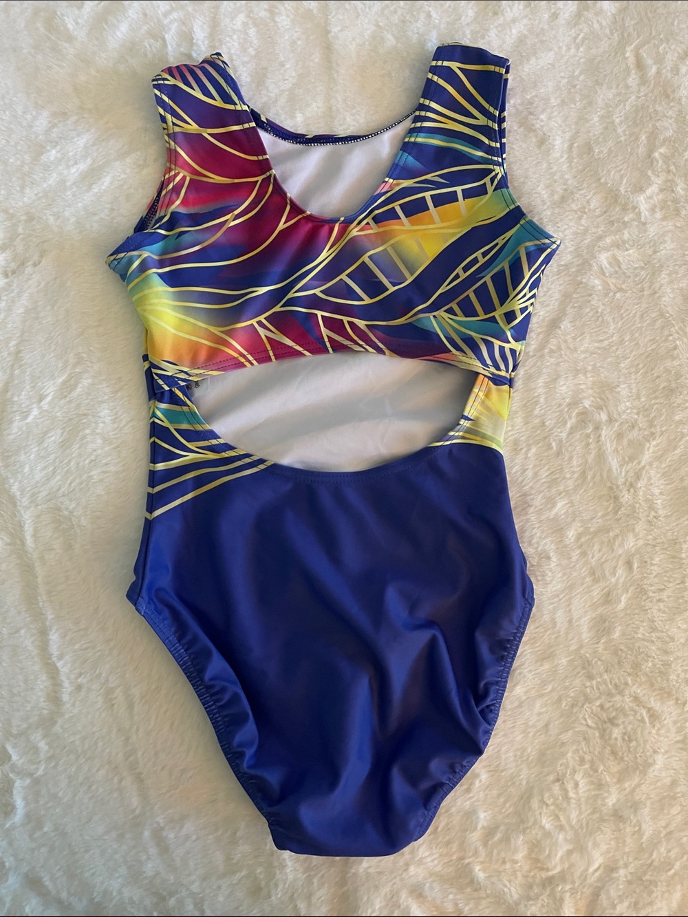Quatro Multicolor Leaf-Print One-Piece Leotard SZ 11-12 yrs - Picture 2 of 8
